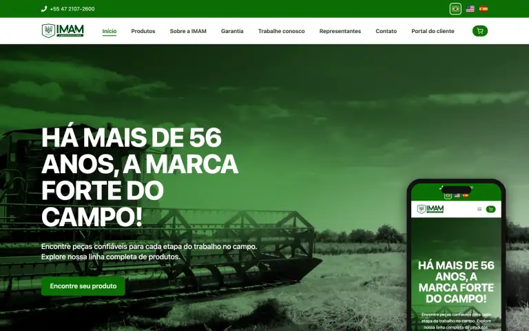 Página inicial do site reformulado da Metalúrgica IMAM
